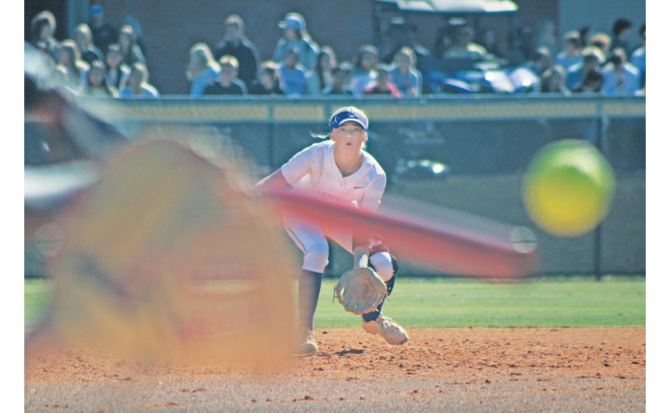 Lumpkin County’s Tia Sparks eyes a hit during last week’s Game Three matchup against Southeast Bulloch.