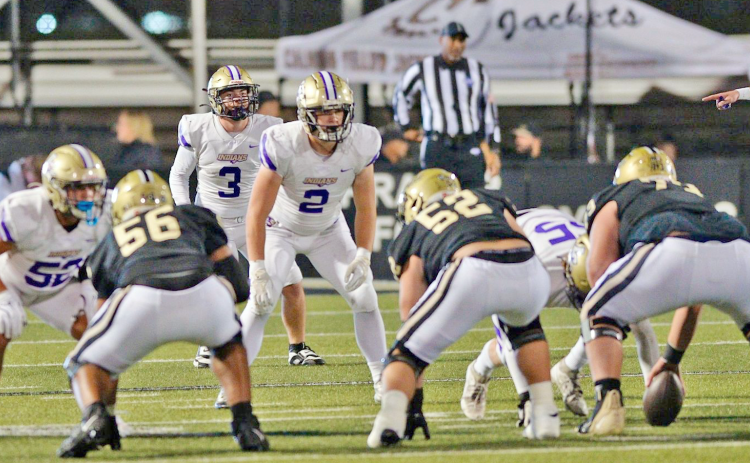 Brothers: No. 2 Mike Nichols (senior) and No. 3 Luke Nichols (freshman) back up the defensive line against Calhoun.