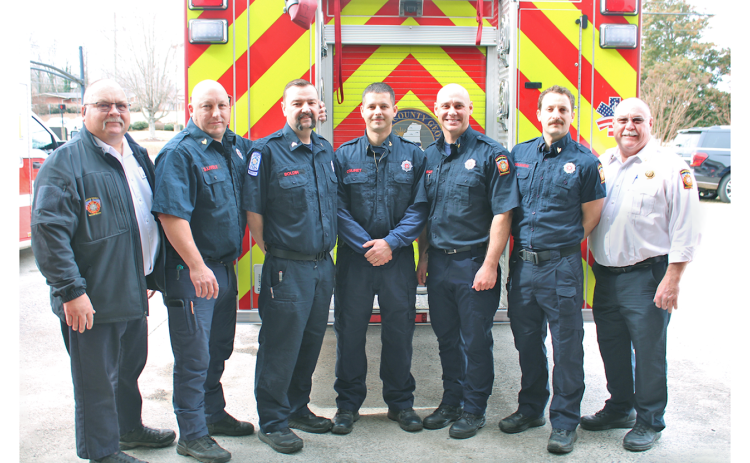 Pictured at last week’s pinning ceremony are (from left) Deputy Chief Tim Stowers, Sergeant Stephen Lively, Sergeant Frank Colinet, Sergeant Jeremy Boldin, Sergeant Paul Walthrop, Sergeant Joseph Solomon and Chief David Wimpy.