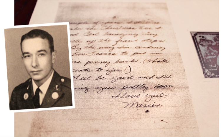 One wartime letter by Marion Hatcher included a French bank note, presumably intended for a younger sibling. “By the way I’m sending you two Francs to put in Junior’s penny bank (That’s four cents to you!),” Hatcher wrote to his parents.