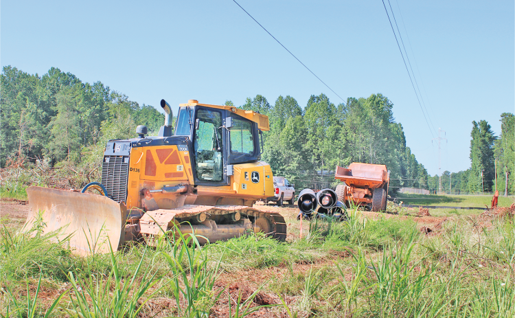Construction vehicles and equipment can be seen at the future site of the Lumpkin County Veterans Cemetery on Blackburn Road.