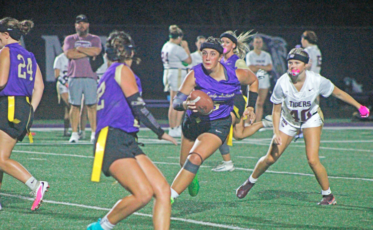 Lumpkin County’s Kylie Schubert fights for yardage against Dawson County in last week’s matchup.