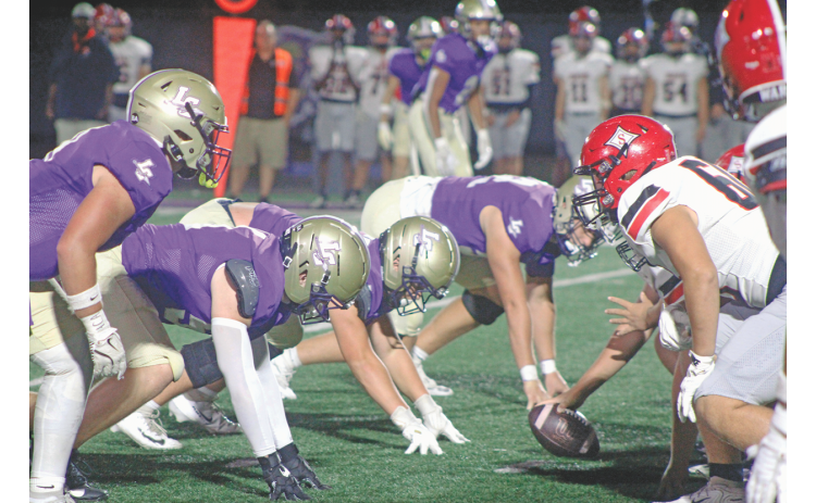 Lumpkin’s defensive line squares off against the Stephens County offensive line.