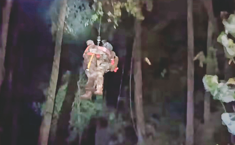 Army Rangers from Camp Frank D. Merrill provided a crucial airborne assist on Saturday as they hoisted a stranded hunter from the Cohutta Wilderness.