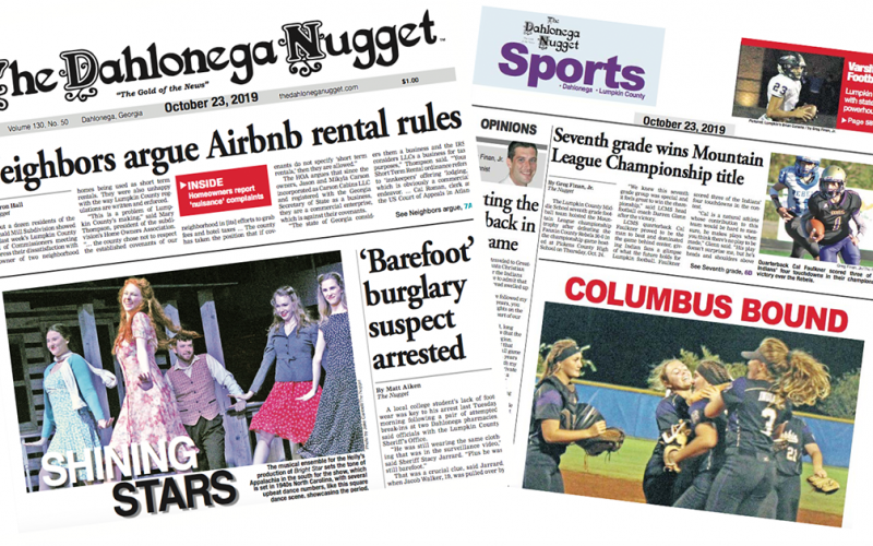 THE OCTOBER 23 EDITION OF THE DAHLONEGA NUGGET IS OUT NOW. CHECK OUT THIS WEEK'S ARTICLES