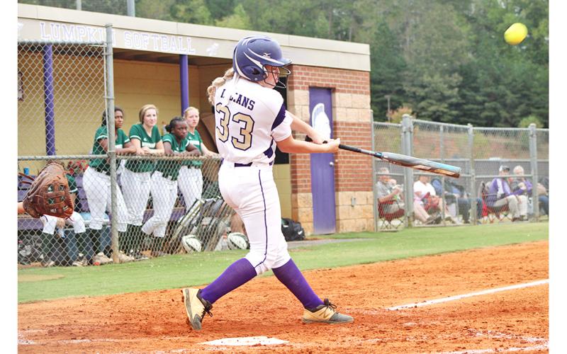 Lauren English connects for one of her two 2-run doubles versus the Lady Wildcats in game one of a best-of-three series against Westminster.
