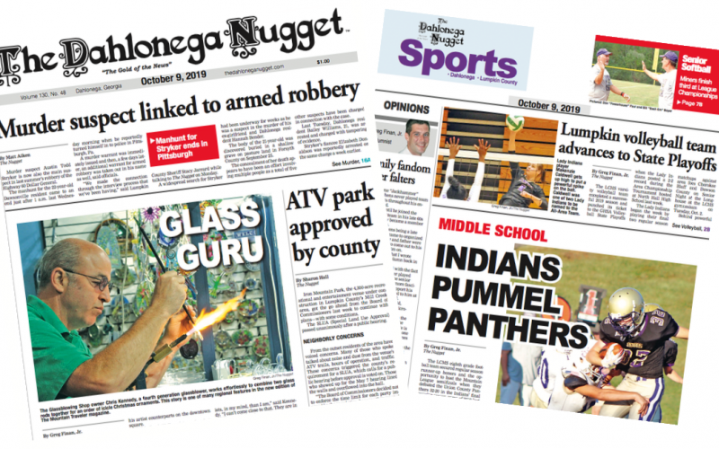 THE OCTOBER 9 EDITION OF THE DAHLONEGA NUGGET IS OUT NOW. CHECK OUT THIS WEEK'S ARTICLES