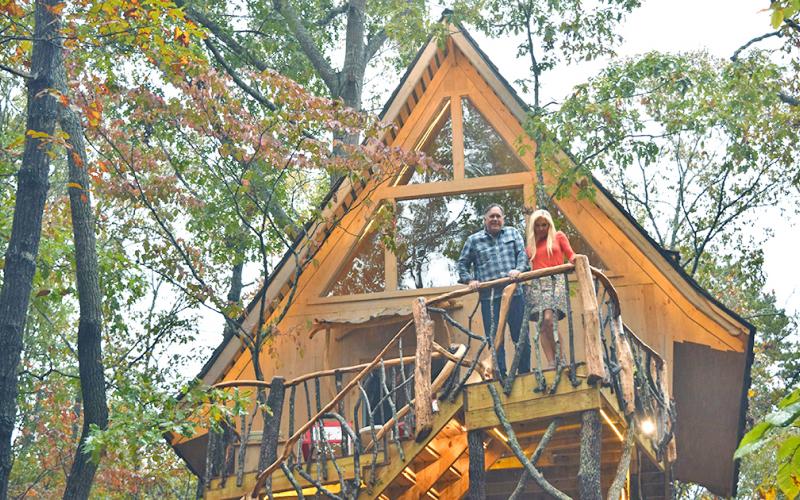 Debra and Greg Stipe have built a home amongst the trees at their new bed-and-breakfast deemed Bed+Bough.