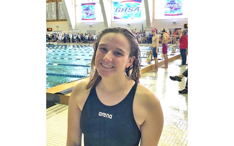 LCHS senior swimmer Faith Schofield set a personal record and placed 42nd overall in the girls 100 yard freestyle during the GHSA Swim State Championship held at the Georgia Tech Aquatic Center recently.