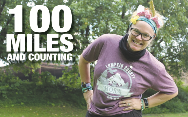 Local runner, teacher and unicorn horn-wearing enthusiast Carrie Dawn Roy recently accomplished a 15-year goal by completing 100 miles during the Merrill's Mile event held at Camp Frank D. Merrill.
