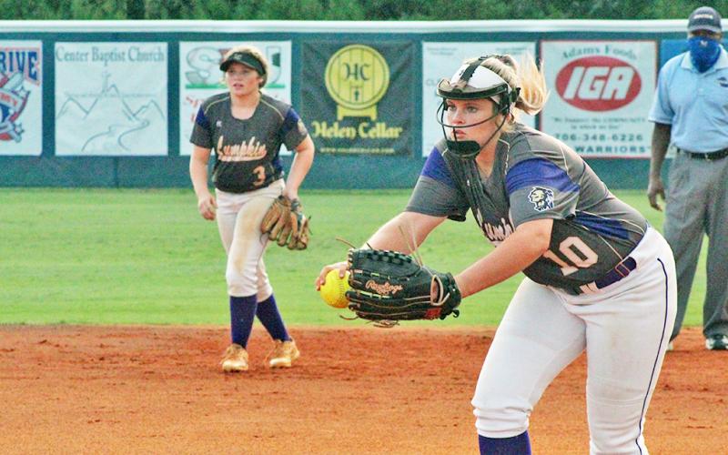 Emmie Graham pitched all nine innings of the LCHS softball team’s extra-inning win over White County, holding the warriors to just three runs. 