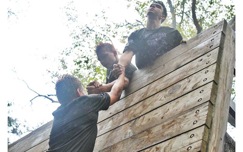 From top right, experienced Raiders Mario Mendoza and Reece Butler topped the wall first in order to help the rest of their team across. Lumpkin's mixed team of male and female Raiders took third place in the obstacle course en route to a third place overall finish in the mixed team category.