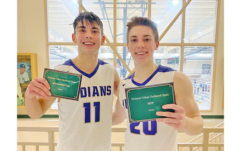 Gus Faulkner (right) took home tournament MVP at the Piedmont College Hardwood Classic, averaging 15 points and eight assists in the tournament. Jones Harris (left) was named to the All-Tournament team, averaging 19.5 points.