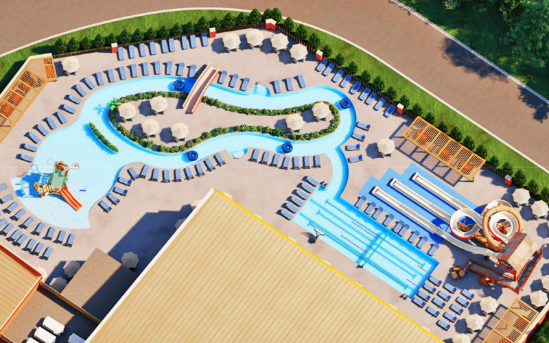 Lumpkin County Board of Commissioners approved the first round of designs, which consisted of the outdoor water park portion of the aquatic center including a splash pad, lazy river and water slide.
