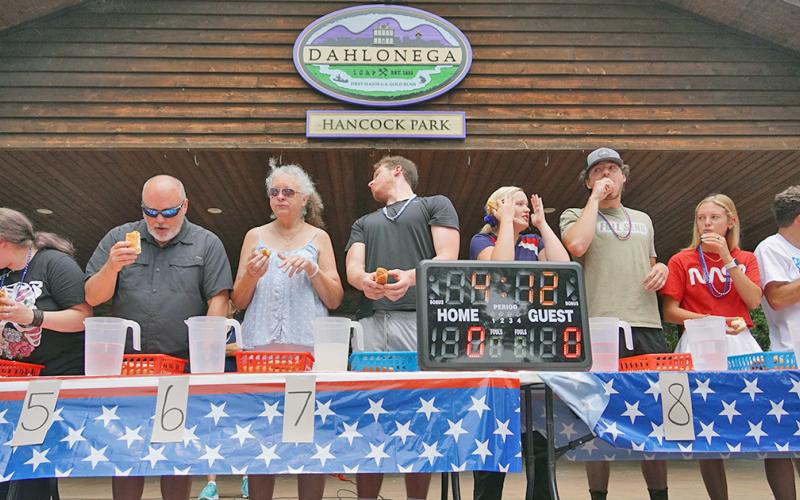 A range of emotions were felt by contestants of Dahlonega’s Hot Dog Eating Contest.