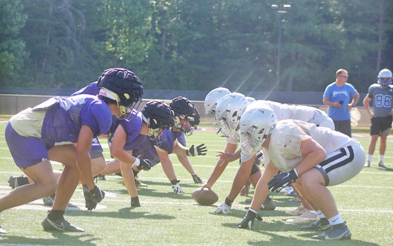 Lumpkin’s defensive front seven lines up against live competition for the first time this summer as the Indians hosted four other high schools in a padded summer football camp last Wednesday.