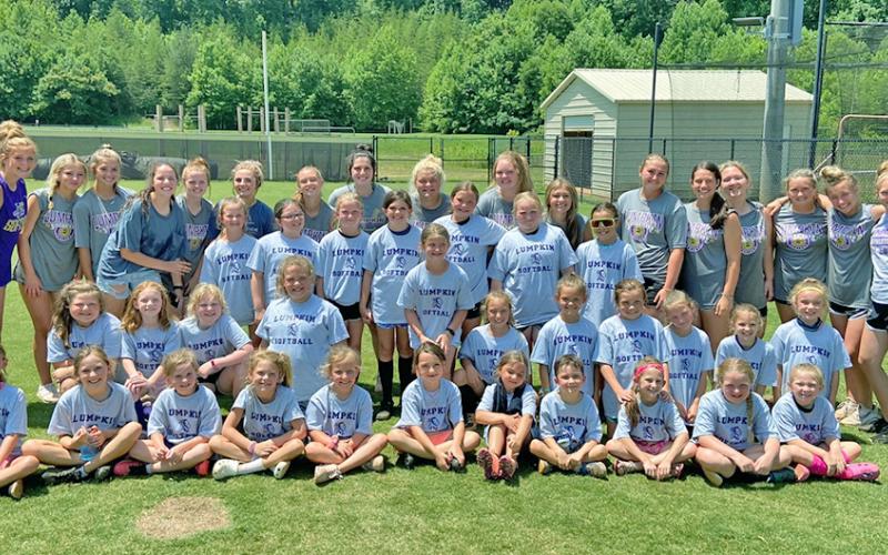 LCHS Softball players and coaching staff put on a softball camp for around 28 first through fifth graders last week at the high school. Campers learned fundamental skills through games and drills before finishing the camp with a splash by using water balloons for batting practice.