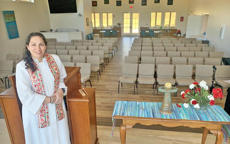 Rev. Charlotte Arsenault is happy to take the helm at the new Georgia Mountains Unitarian Universalist building on Morrison Moore Parkway.