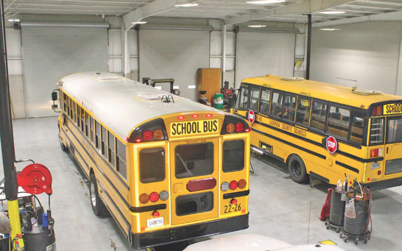The Lumpkin Schools bus shop, located at 558 Lumpkin County Parkway, is where the county's entire fleet receives regular maintenance.