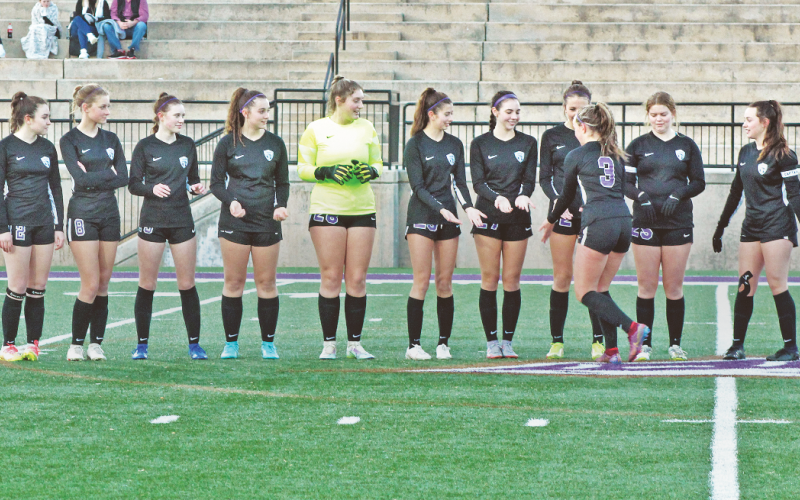 On a cold night for soccer, the Lumpkin County girls squad thoroughly defeated Monroe Area 6-0 last week. (Photo by Eligha Roper)