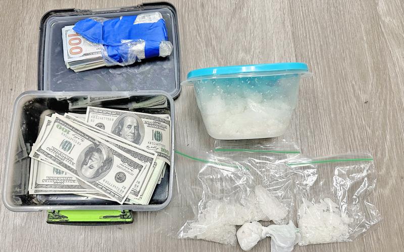A hidden stash of methamphetamine and “movie prop” cash was recently uncovered by a team of Lumpkin County Sheriff’s Office investigators.