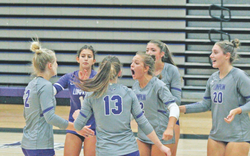 The Lumpkin County team was fired up after taking a set two victory over Gainesville High School.