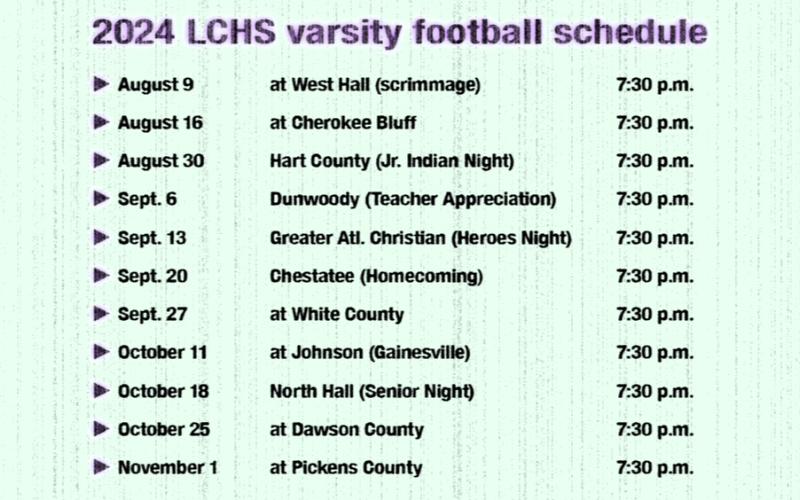 The Lumpkin County varsity football team will take on several new opponents when the 2024 season arrives.