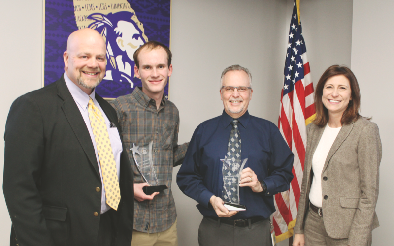 The 2023/2024 STAR student and teacher were formally recognized at the January 8 meeting of the Lumpkin County Board of Education. Pictured from left are LCHS Principal Billy Kirk, STAR student Will McKinney, STAR teacher Don Brock and Superintendent Sharon Head.