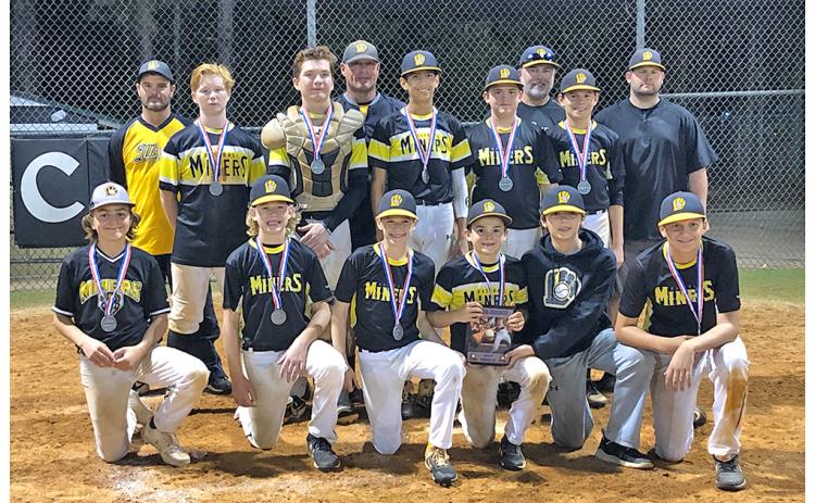 The LC Miners 13U baseball team celebrates winning runner-up honors at the Titan Baseball Tournament on Saturday, Oct. 26. Pictured: (front row, left to right) Brady Beamon, Cullen Wimpy, Landen Marlow, Kendal Lee, Chase Smith and Camron Journigan. (Back row, left to right): Connor Greilich, Andy Schmalen, Alejandro Narvaez, Matthew Reese and Adian Rogers. The LC Miners 13U baseball team is coached by Freddy Beamon, Eric Wimpy, Rodney Lee and Matt Rogers.