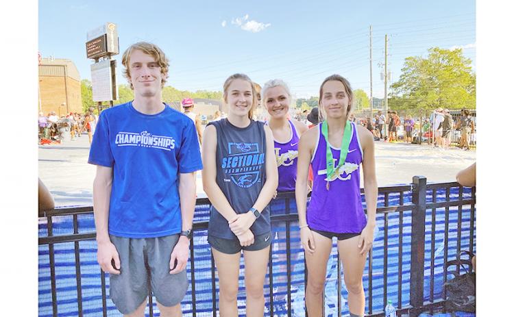 Lumpkin’s state qualifying athletes (from left) Ben Sherrill, Reilly Myers, Kaylee Caldwell and Mercades Housman represented the Indians well at state last week with four Top-10 finishes in five events.