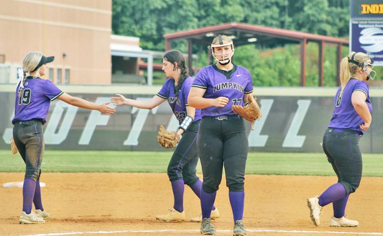 A flame-throwing Natalie Shubert notched 14 strikeouts against the Gilmer County competition last Tuesday. (Photo by Sam Lynden/The Nugget)