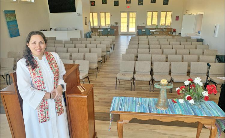 Rev. Charlotte Arsenault is happy to take the helm at the new Georgia Mountains Unitarian Universalist building on Morrison Moore Parkway.
