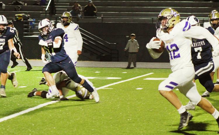 Lumpkin County senior Caleb Norrell grabbed an interception for a touchdown against White County on Friday night.