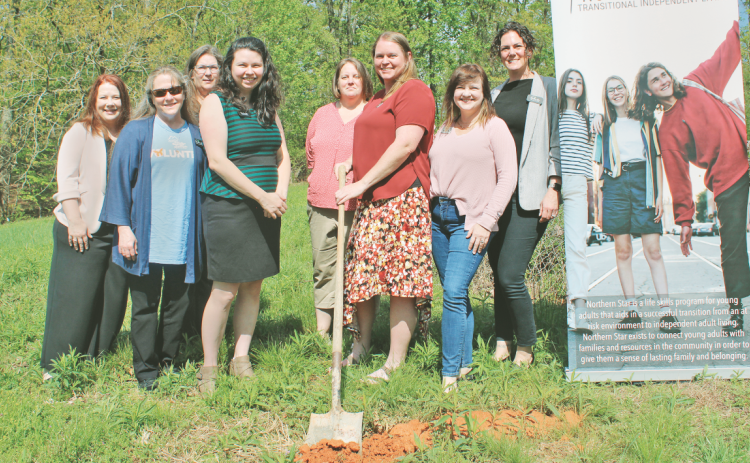 The April 15 ground-breaking ceremony at Northern Star’s new Independent Living campus in Dahlonega included (from left) Mary Enriquez, Kimberly DeBlock Mihok, Vickie Jarrett, Codah Guerra, Amy Jeffery, Executive Director Mandy Williams, Deidre Tinsley, and Board Chair Michelle Stevens.