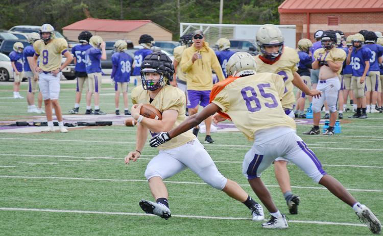 The Lumpkin County varsity football team is conducing spring practices. The Indians will  play their spring game May 12 versus North Cobb. (Photo by John Bynum)