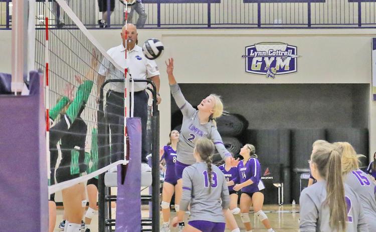Sophomore Averie Simmons makes a shot for Lumpkin during last week’s matches.
