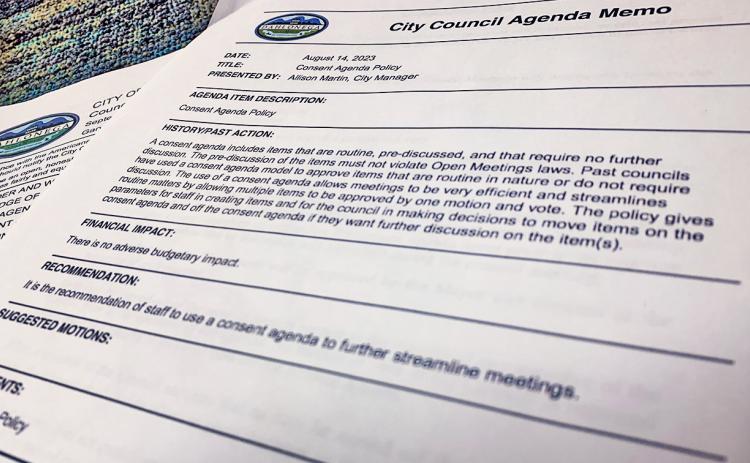 The use of a consent agenda has been adopted by the Dahlonega City Council with the intent of streamlining upcoming meetings.
