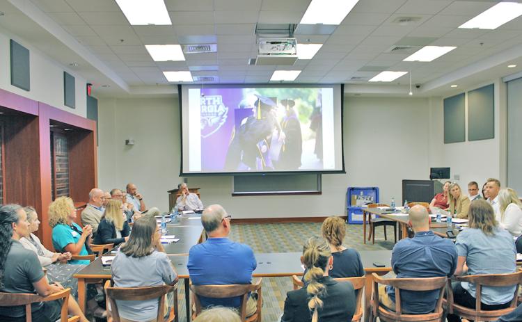 The 2023 Regional Education and Economic Development Tour included a Lumpkin Business Roundtable at the UNG Library. The panel discussion featured representatives of the Dahlonega-Lumpkin Chamber of Commerce, local small business owners and university staff. (Photo by Keith Murden)