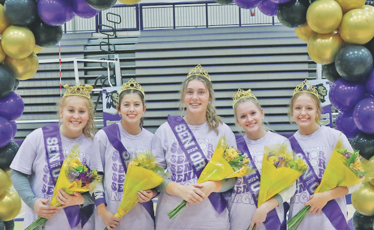 Lumpkin County recognized their varsity volleyball seniors (from left) Ava Jones, Andrea Limehouse, Mary Richardson, McKenzie Jarrard and Analyse Melville.