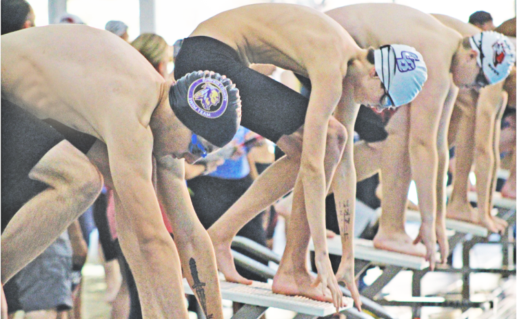 Timothy Miller prepares to dive into his lane ahead of one of his races. (Photo submitted to The Nugget)